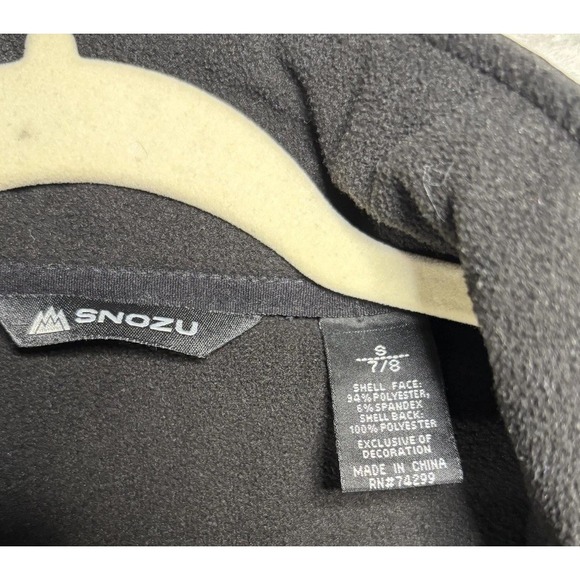 Snozu Jacket Youth Small 7/8 Black Gray Camo Hooded Softshell Fleece Lined - Picture 5 of 9
